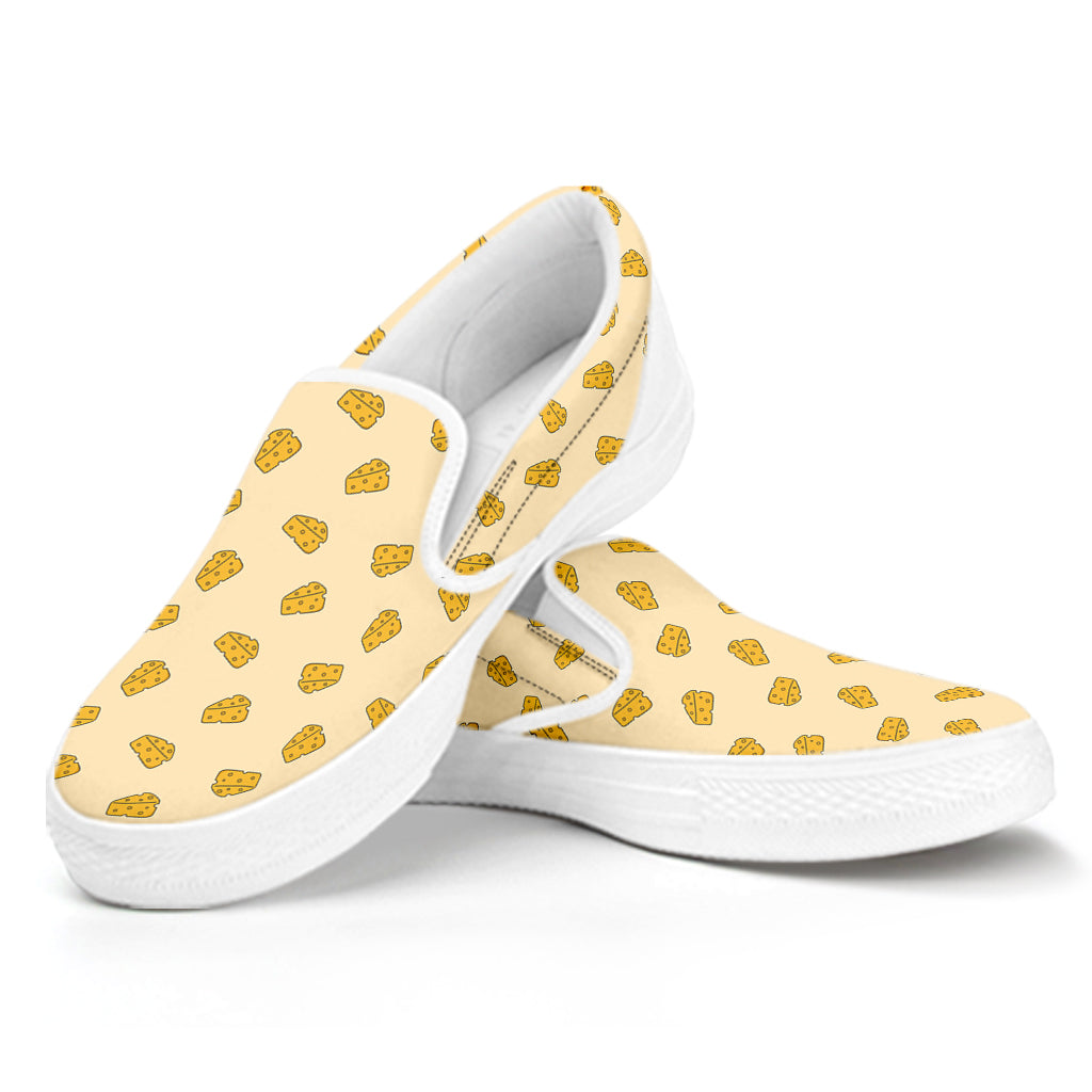 Cartoon Cheese Pattern Print White Slip On Shoes