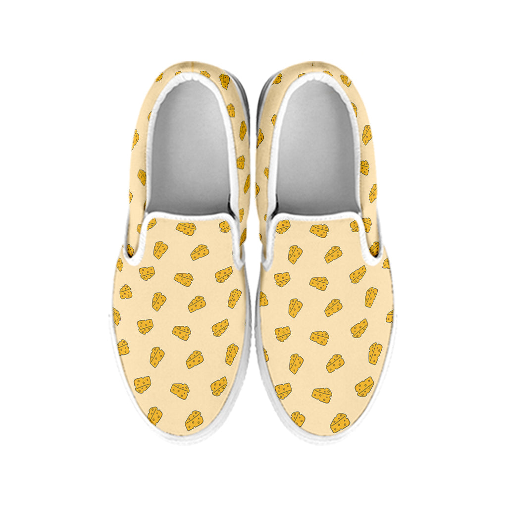 Cartoon Cheese Pattern Print White Slip On Shoes