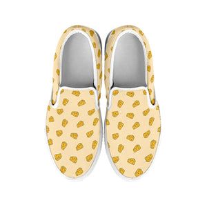 Cartoon Cheese Pattern Print White Slip On Shoes