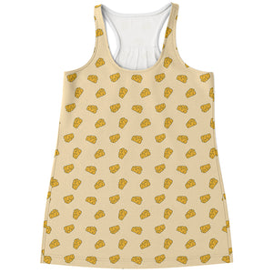 Cartoon Cheese Pattern Print Women's Racerback Tank Top