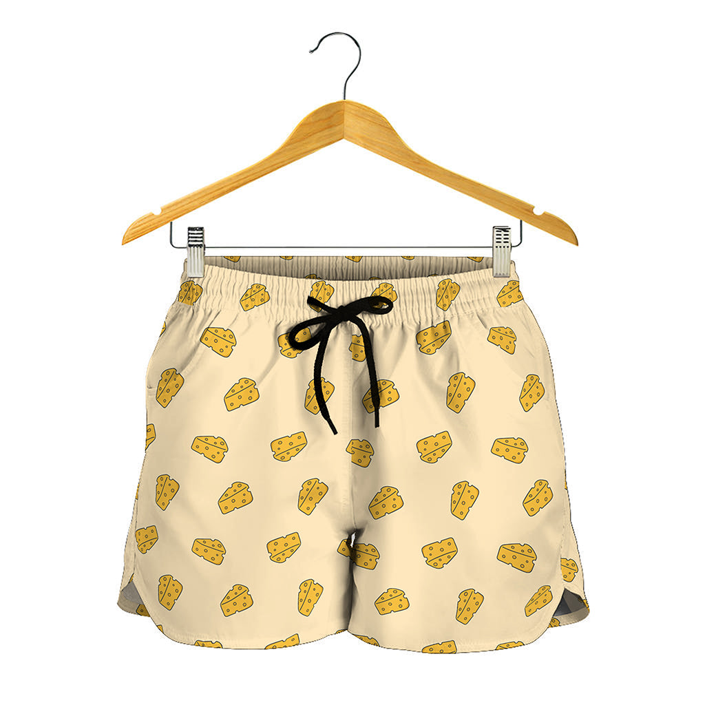 Cartoon Cheese Pattern Print Women's Shorts