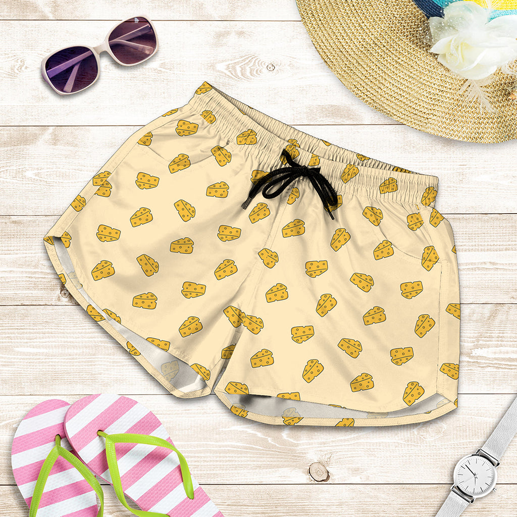 Cartoon Cheese Pattern Print Women's Shorts