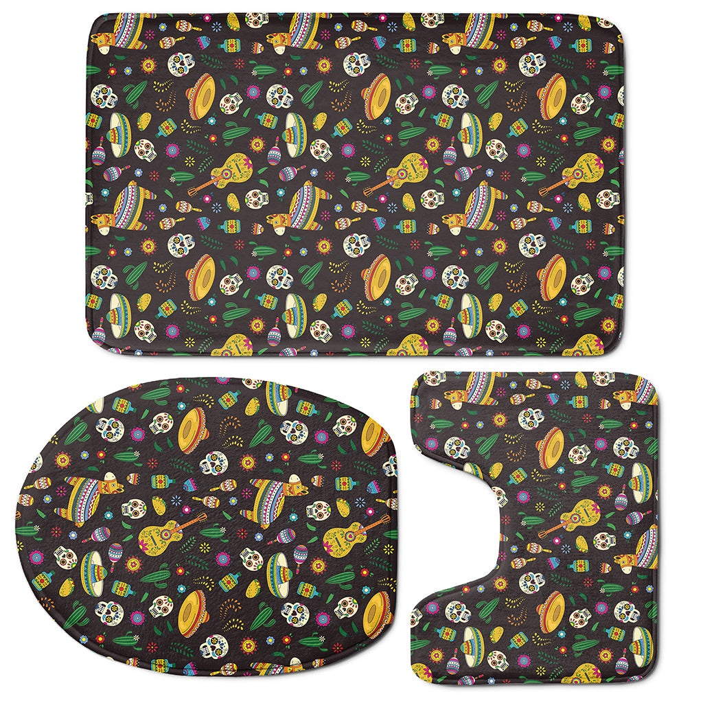 Cartoon Cinco de Mayo Pattern Print 3 Piece Bath Mat Set