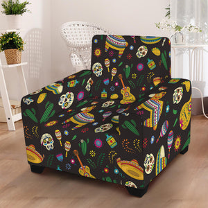 Cartoon Cinco de Mayo Pattern Print Armchair Slipcover