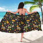 Cartoon Cinco de Mayo Pattern Print Beach Sarong Wrap