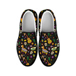 Cartoon Cinco de Mayo Pattern Print Black Slip On Shoes