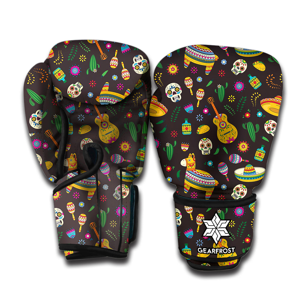 Cartoon Cinco de Mayo Pattern Print Boxing Gloves