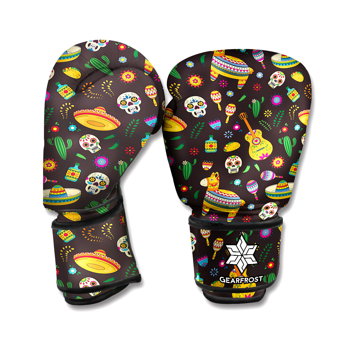 Cartoon Cinco de Mayo Pattern Print Boxing Gloves