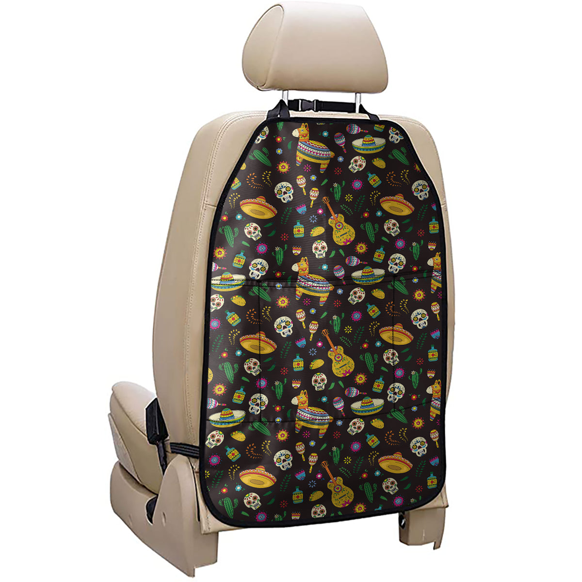 Cartoon Cinco de Mayo Pattern Print Car Seat Organizers