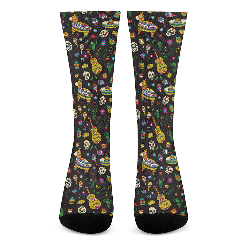 Cartoon Cinco de Mayo Pattern Print Crew Socks