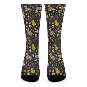 Cartoon Cinco de Mayo Pattern Print Crew Socks