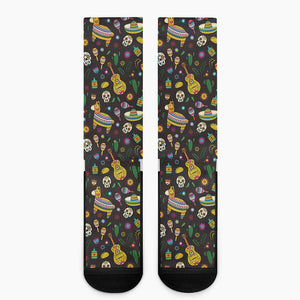 Cartoon Cinco de Mayo Pattern Print Crew Socks