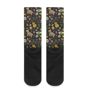 Cartoon Cinco de Mayo Pattern Print Crew Socks