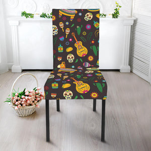 Cartoon Cinco de Mayo Pattern Print Dining Chair Slipcover