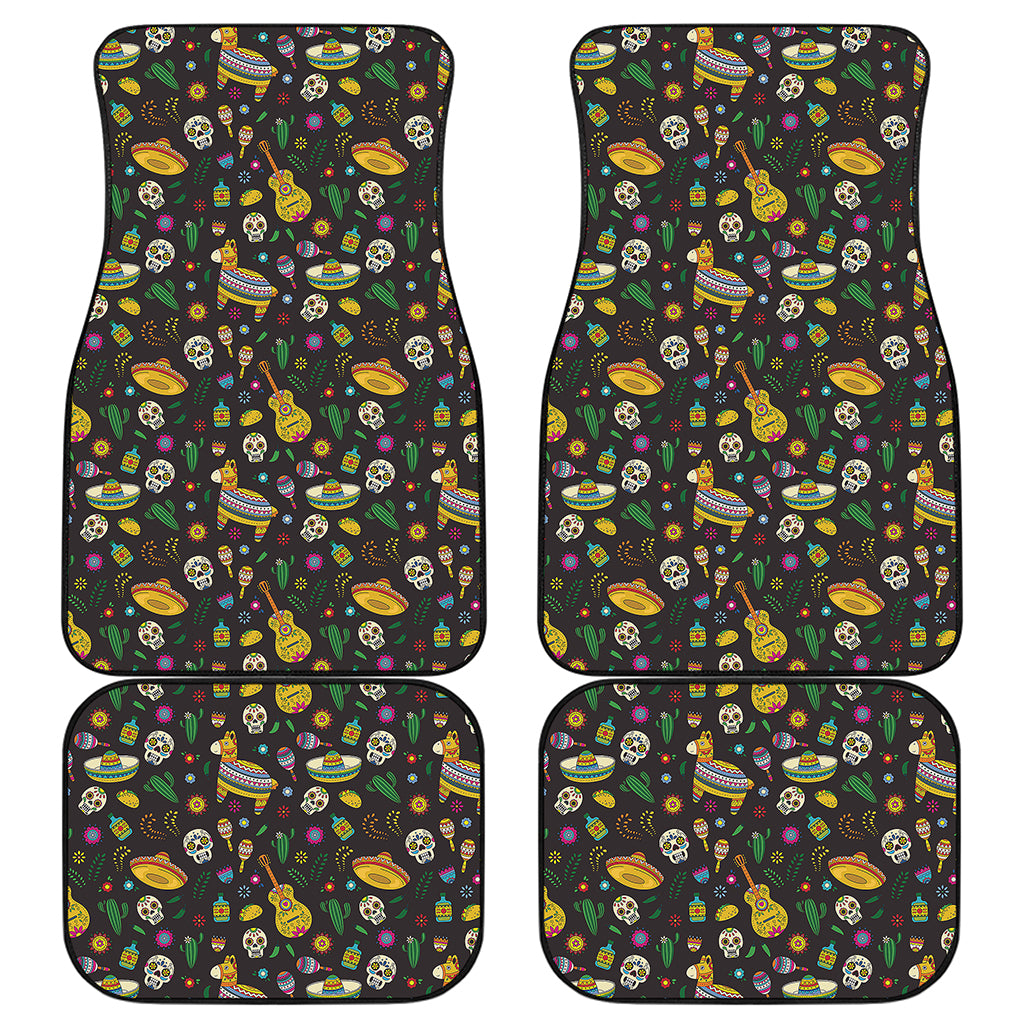 Cartoon Cinco de Mayo Pattern Print Front and Back Car Floor Mats