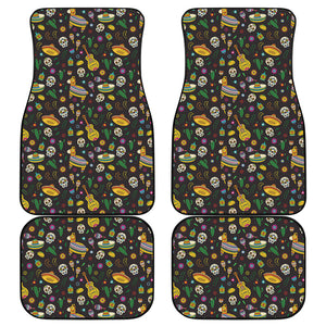 Cartoon Cinco de Mayo Pattern Print Front and Back Car Floor Mats