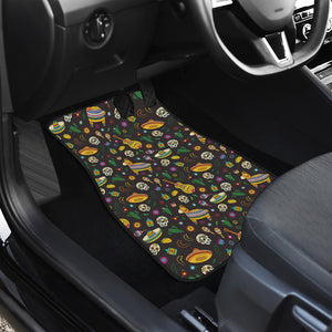 Cartoon Cinco de Mayo Pattern Print Front and Back Car Floor Mats