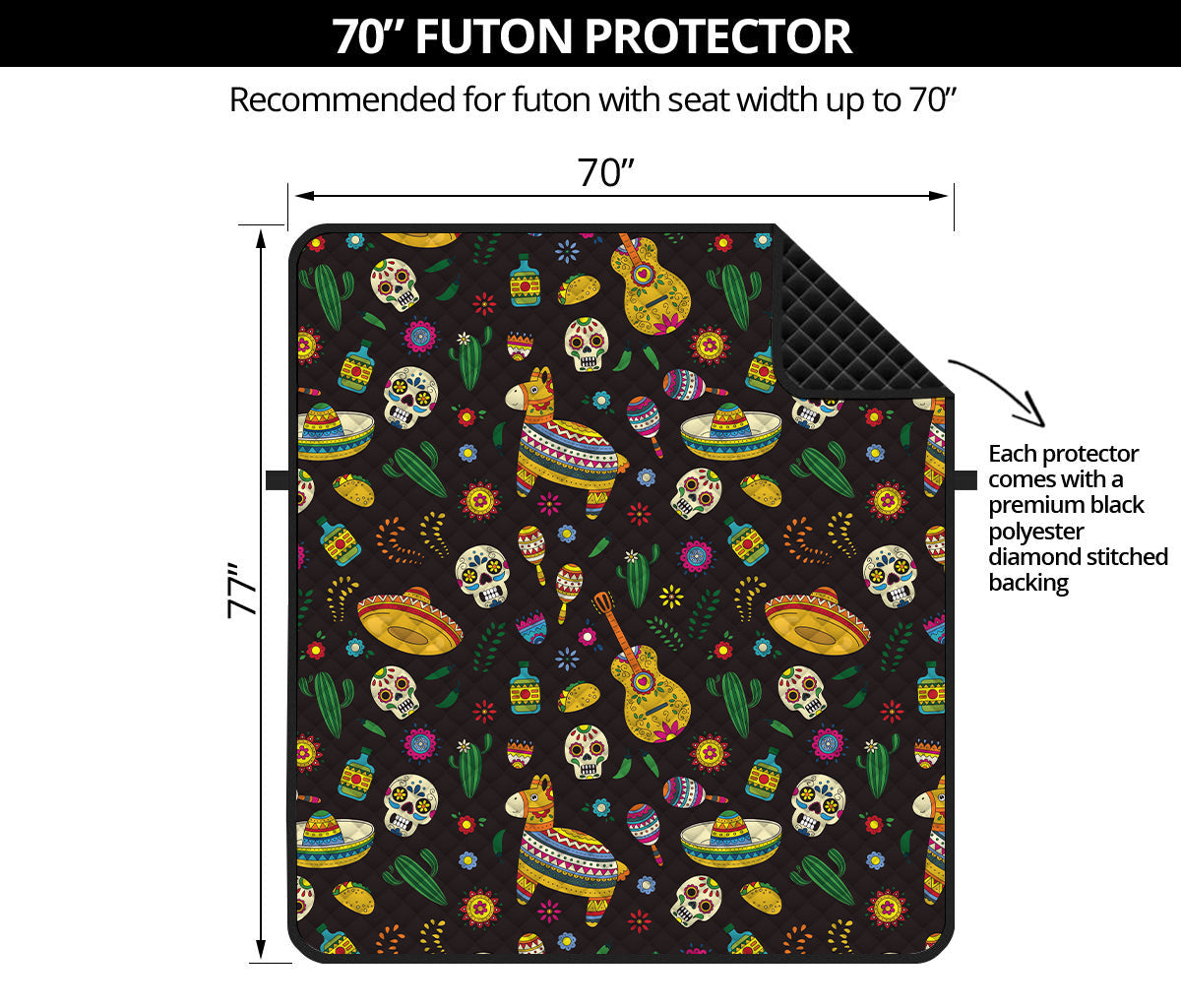 Cartoon Cinco de Mayo Pattern Print Futon Protector