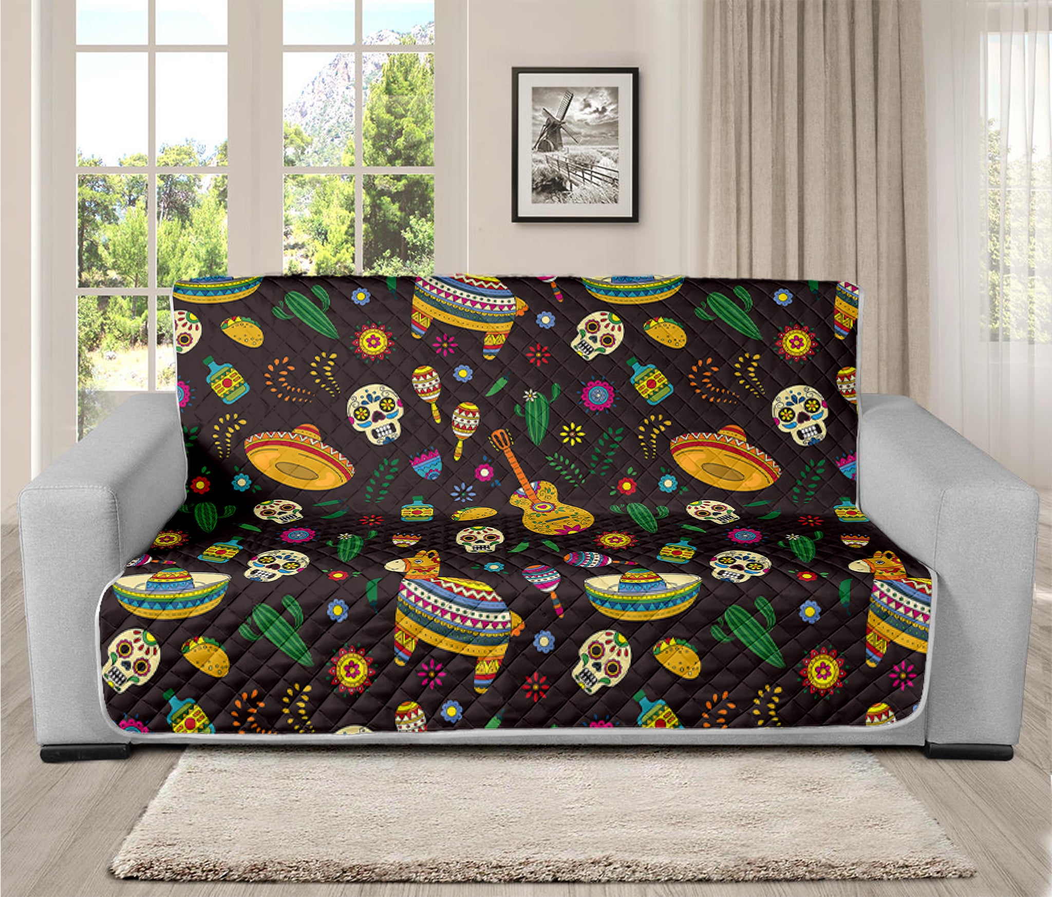 Cartoon Cinco de Mayo Pattern Print Futon Protector