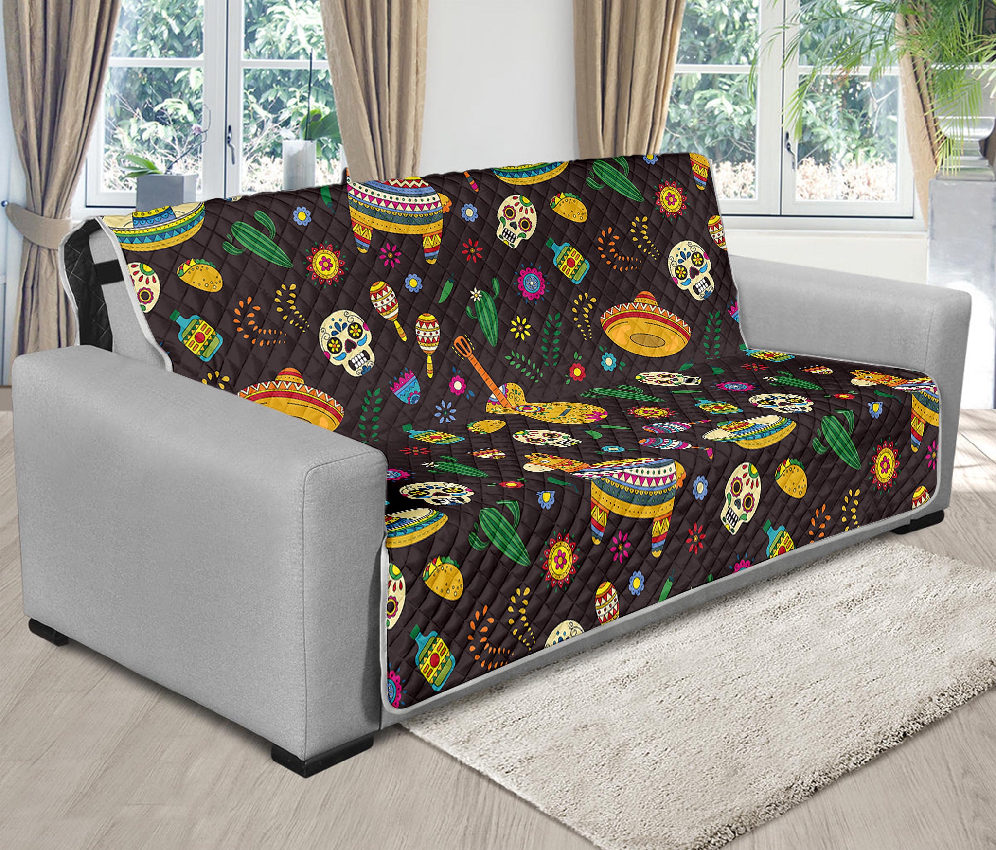 Cartoon Cinco de Mayo Pattern Print Futon Protector