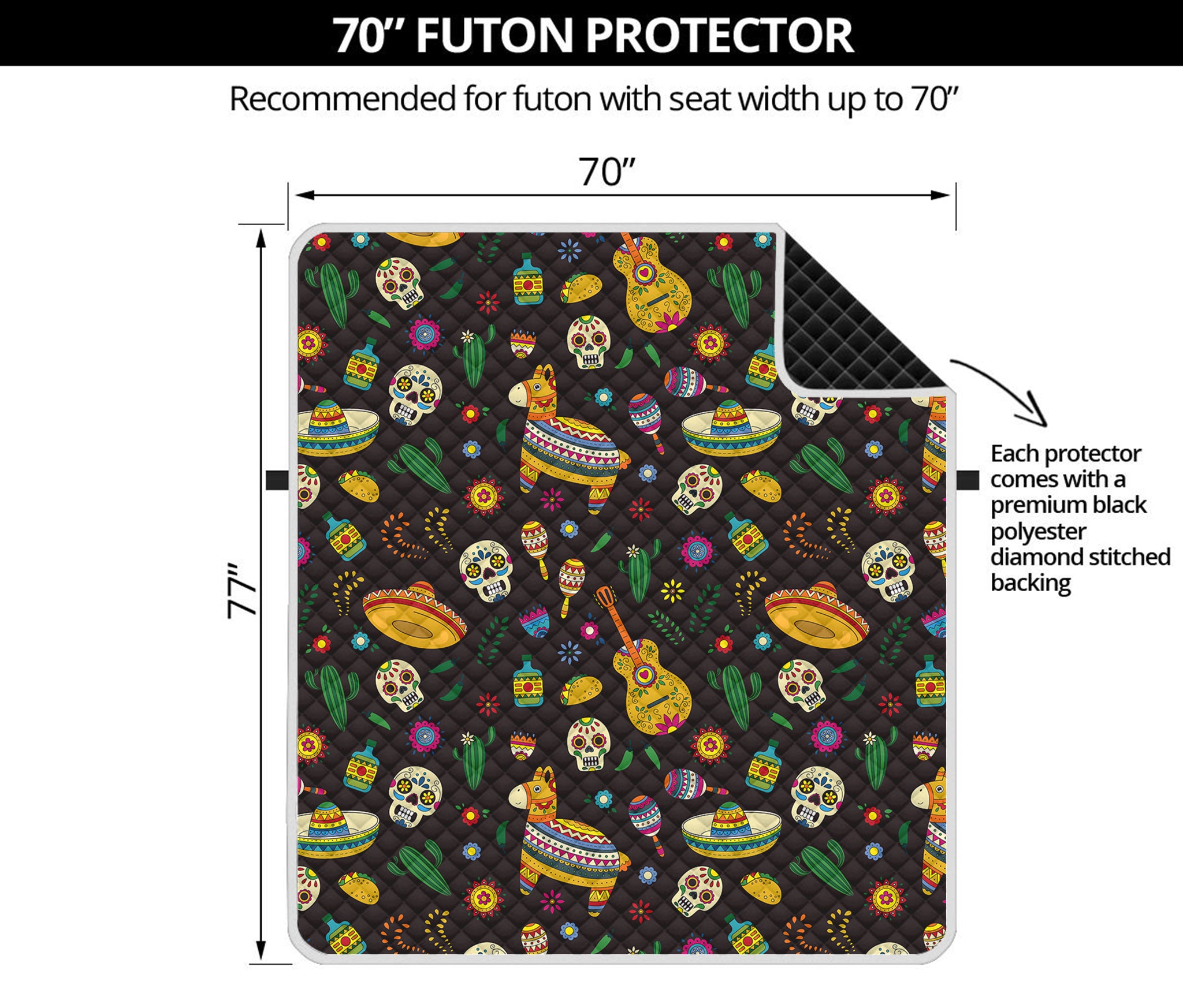 Cartoon Cinco de Mayo Pattern Print Futon Protector