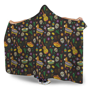 Cartoon Cinco de Mayo Pattern Print Hooded Blanket