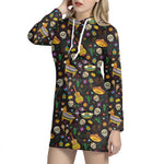 Cartoon Cinco de Mayo Pattern Print Hoodie Dress