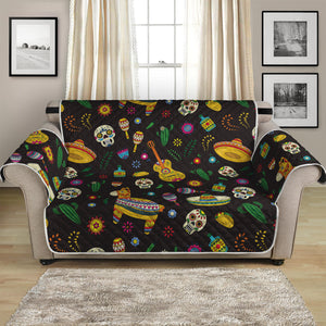 Cartoon Cinco de Mayo Pattern Print Loveseat Protector