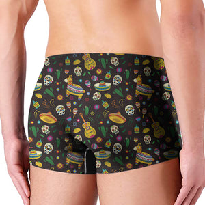 Cartoon Cinco de Mayo Pattern Print Men's Boxer Briefs