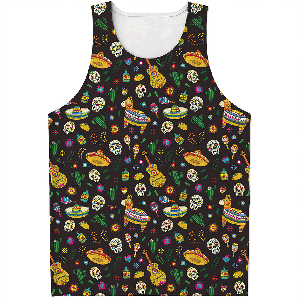 Cartoon Cinco de Mayo Pattern Print Men's Tank Top