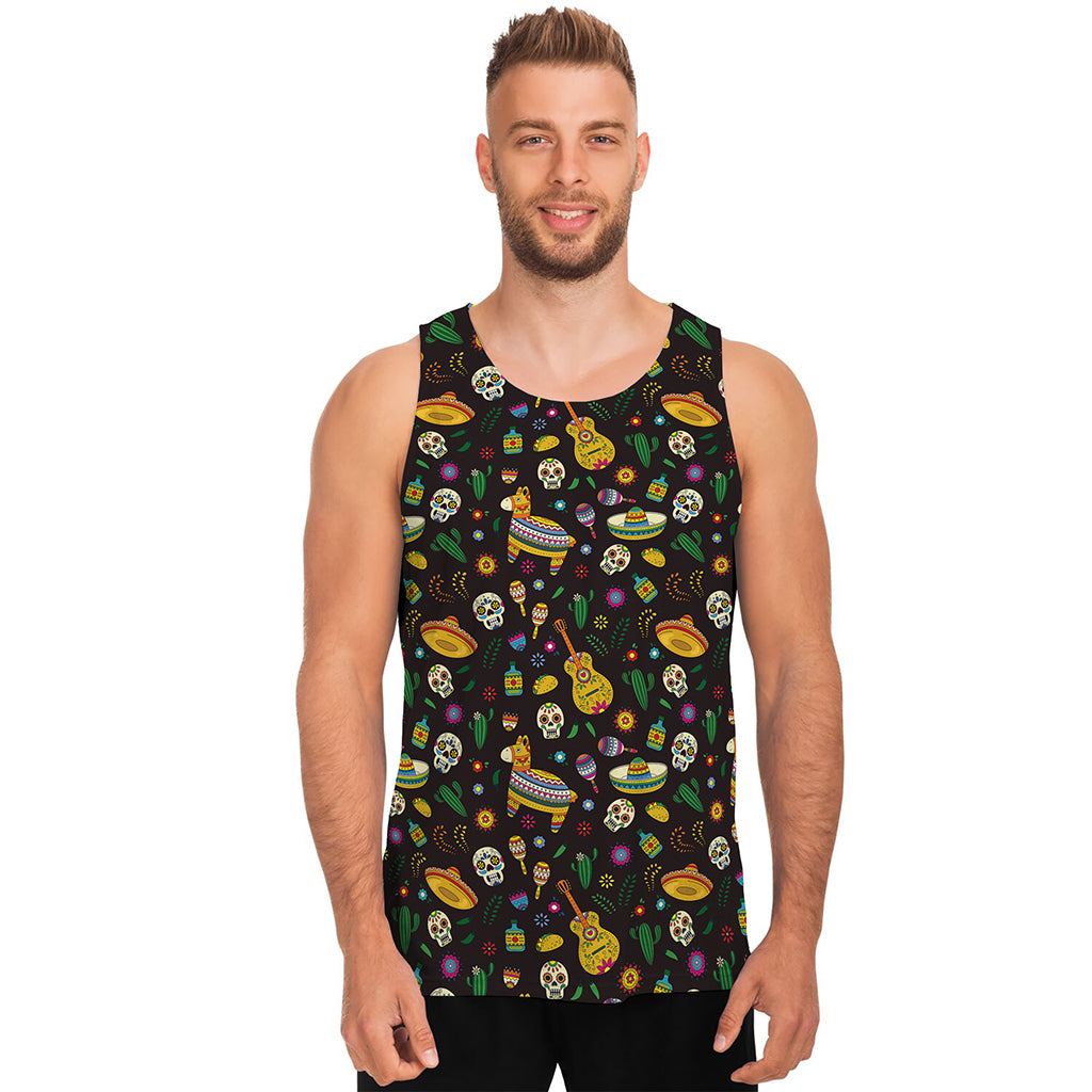 Cartoon Cinco de Mayo Pattern Print Men's Tank Top