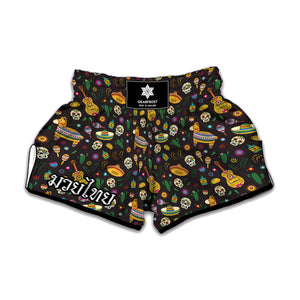 Cartoon Cinco de Mayo Pattern Print Muay Thai Boxing Shorts