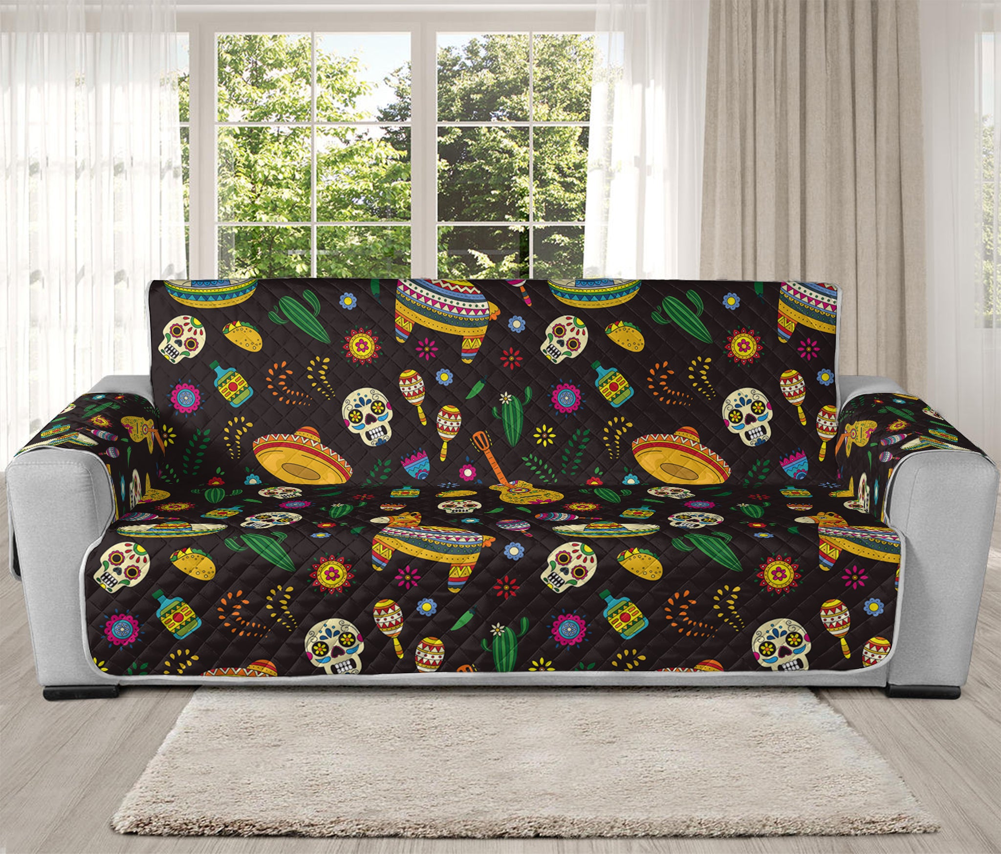 Cartoon Cinco de Mayo Pattern Print Oversized Sofa Protector