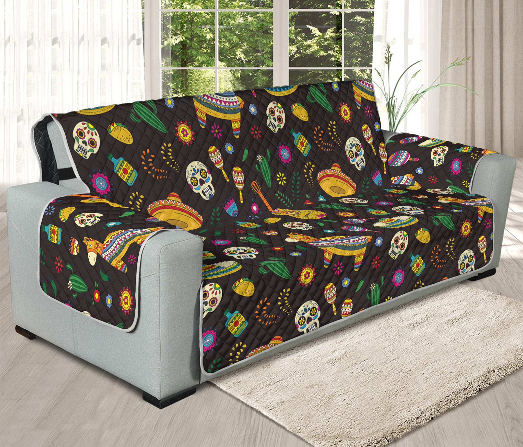 Cartoon Cinco de Mayo Pattern Print Oversized Sofa Protector