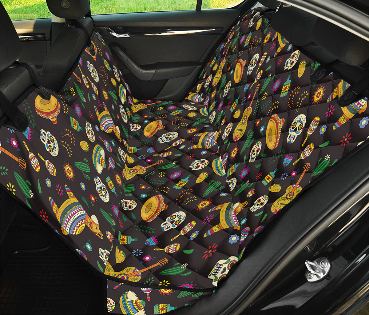 Cartoon Cinco de Mayo Pattern Print Pet Car Back Seat Cover