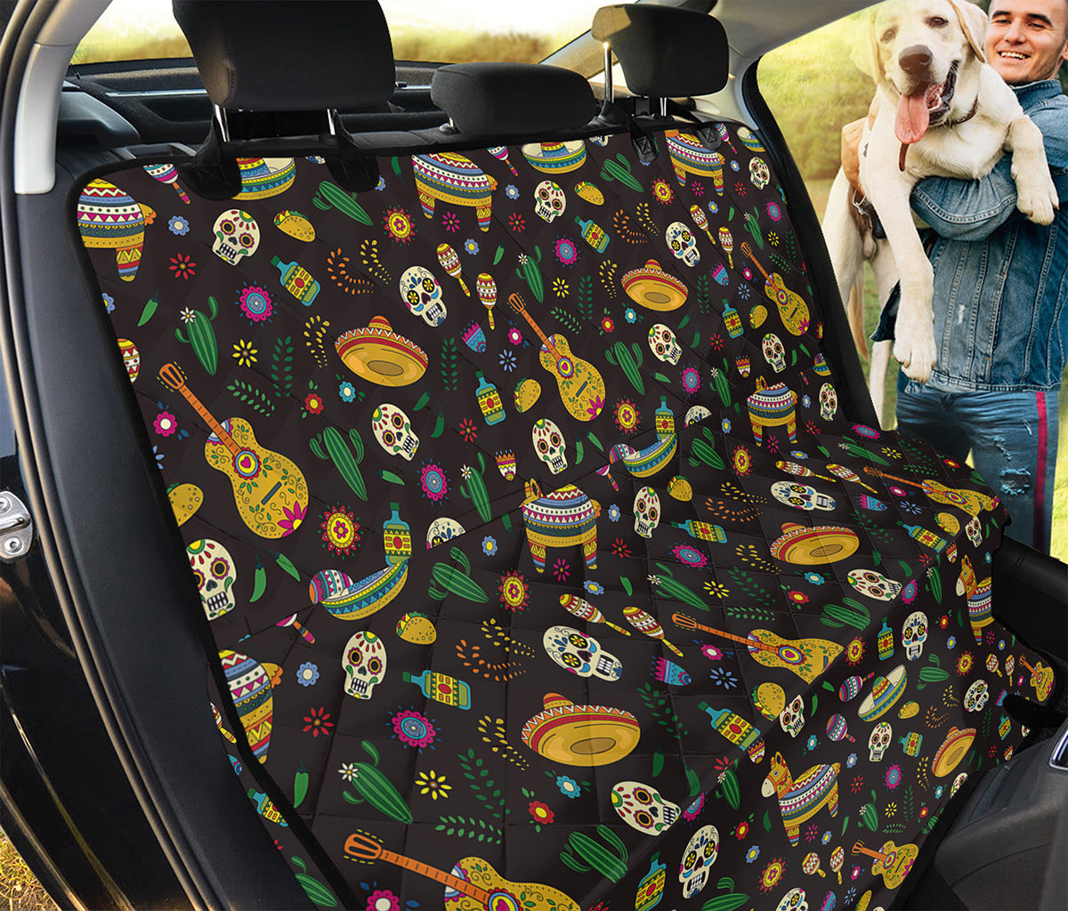 Cartoon Cinco de Mayo Pattern Print Pet Car Back Seat Cover