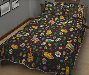 Cartoon Cinco de Mayo Pattern Print Quilt Bed Set