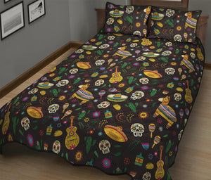 Cartoon Cinco de Mayo Pattern Print Quilt Bed Set