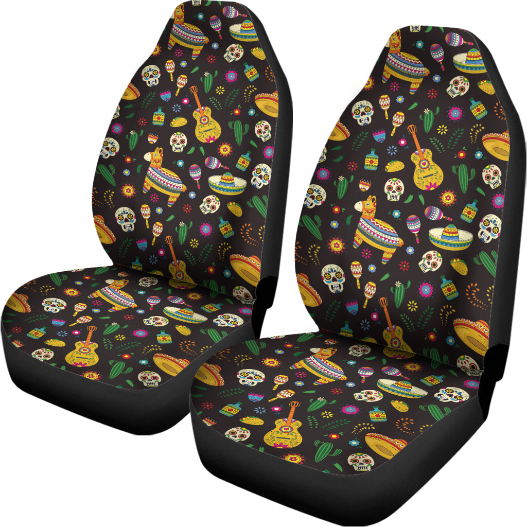 Cartoon Cinco de Mayo Pattern Print Universal Fit Car Seat Covers