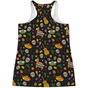 Cartoon Cinco de Mayo Pattern Print Women's Racerback Tank Top