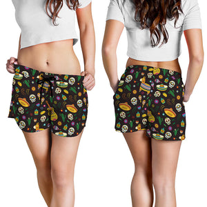 Cartoon Cinco de Mayo Pattern Print Women's Shorts