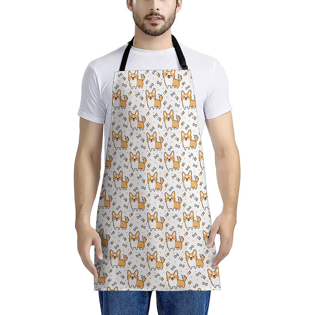 Cartoon Corgi Pattern Print Apron