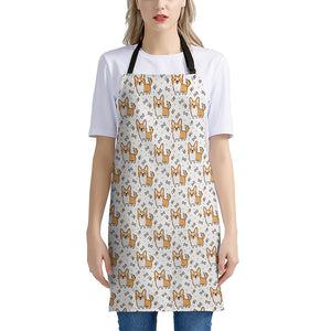 Cartoon Corgi Pattern Print Apron