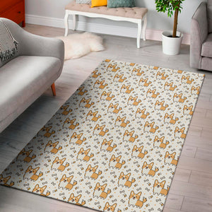 Cartoon Corgi Pattern Print Area Rug