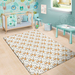 Cartoon Corgi Pattern Print Area Rug