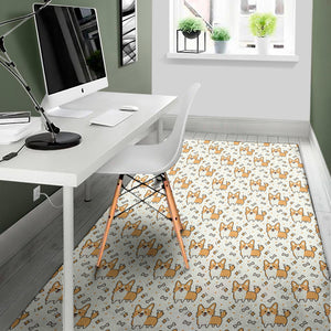 Cartoon Corgi Pattern Print Area Rug