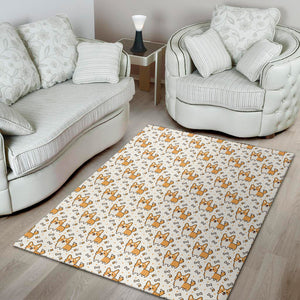 Cartoon Corgi Pattern Print Area Rug