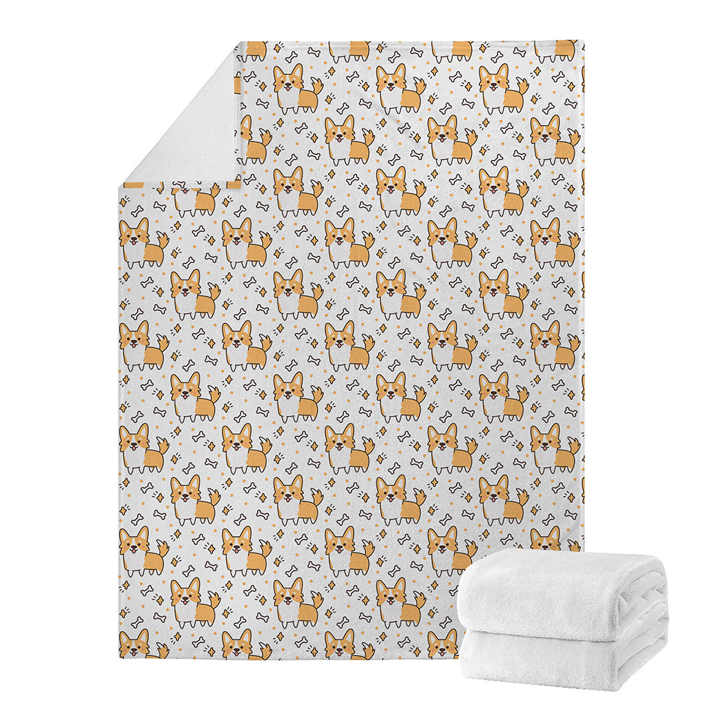 Cartoon Corgi Pattern Print Blanket