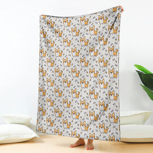 Cartoon Corgi Pattern Print Blanket