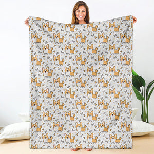 Cartoon Corgi Pattern Print Blanket